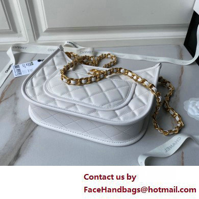 Chanel Calfskin  &  Gold-Tone Metal Hobo Handbag AS4666 White 2025